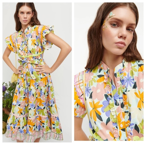 Celia B Floral Seren Midi Dress Womens XS NWT - Picture 2 of 14